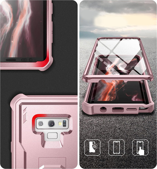 Etui pancerne do Samsung Galaxy Note 9, Dexnor Full Body, różowe rose gold