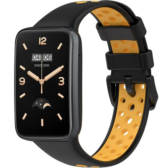 Pasek Silikonowy do Xiaomi Mi Band 7 Pro, Czarny / Żółty
