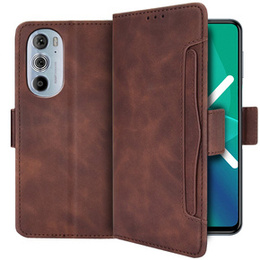Etui z klapką do Motorola Edge 30 Pro, Card Slot, brązowe