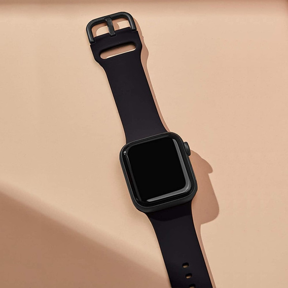 Pasek Silikonowy do Apple Watch 1/2/3/4/5/6/7/8/9/10/11/SE Ultra 1/2/3 42/44/45/46/49mm, Czarny