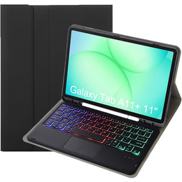 Etui z podświetlaną klawiaturą Bluetooth i touchpadem do Samsung Galaxy Tab A11+ – czarne