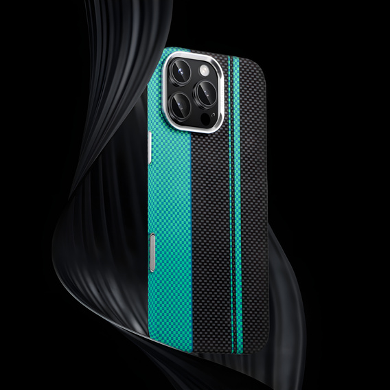Etui do iPhone 16 Pro Max, Carbon Fiber MagSafe, czarne / niebieskie