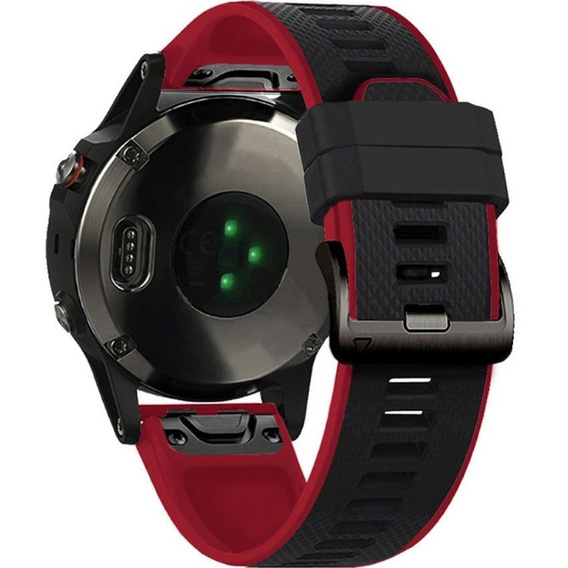 Pasek Silikonowy do Garmin Fenix 5X/6X/7X, Czarny / Czerwony