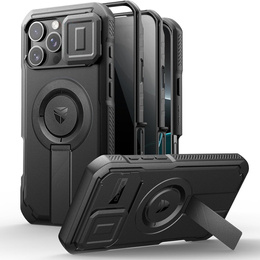 Etui pancerne do iPhone 16 Pro Max, Dexnor CamProtect MagSafe, z folią prywatyzującą, czarne (Dwie ramki)