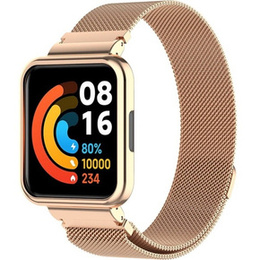 Pasek Bransoleta Milanese z Etui do Xiaomi Redmi Watch 2 Lite, Różowe złoto