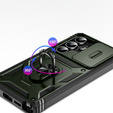 Etui do Samsung Galaxy S25 Ultra, KickStand Camera Lens, ciemnozielone