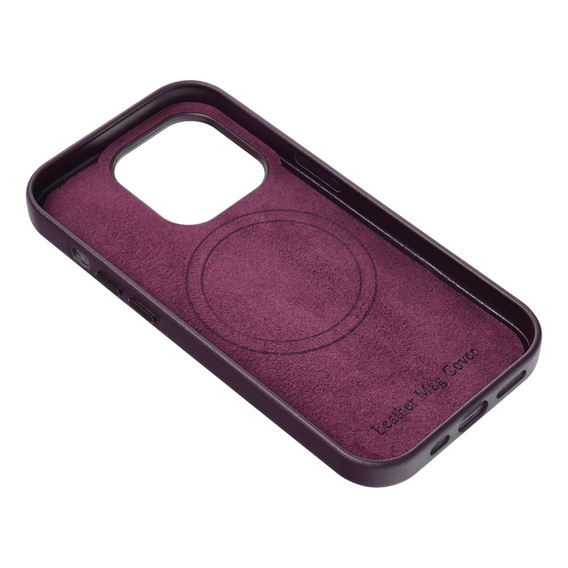 Etui Leather Mag Cover do iPhone 15 Plus, fioletowe