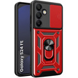 Etui pancerne do Samsung Galaxy S24 FE, CamShield Slide, czerwone