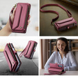 Etui CASEME do Samsung Galaxy Z Fold6 5G, RFID Leather Wallet, z paskiem na ramię, czerwone