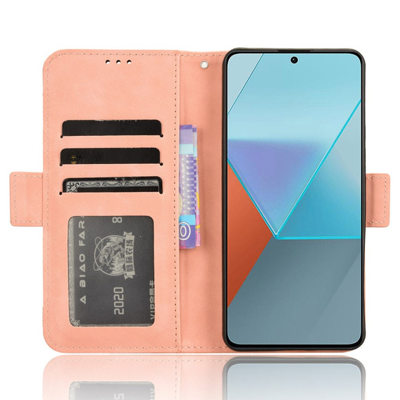 Etui z klapką do Xiaomi Redmi Note 13 Pro 5G, Card Slot, różowe