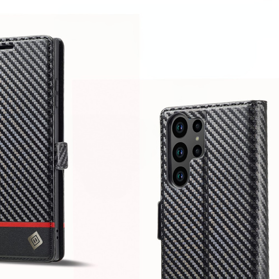 Etui z klapką do Samsung Galaxy S25 Ultra, Carbon LC.IMEEKE, czarne