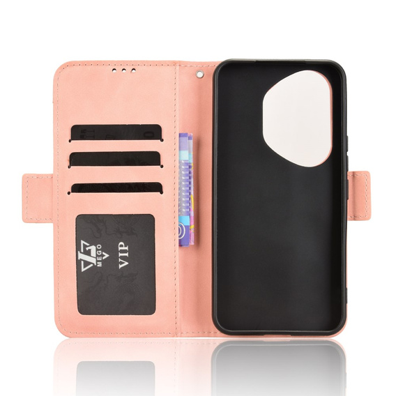 Etui z klapką do Honor 400 Pro 5G, Card Slot, różowe