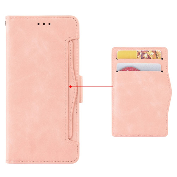 Etui z klapką do Realme 14X / Realme C75, Card Slot, różowe