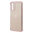 Zestaw Etui do Samsung Galaxy A13 5G, Electro heart, Różowe rose gold + Szkło