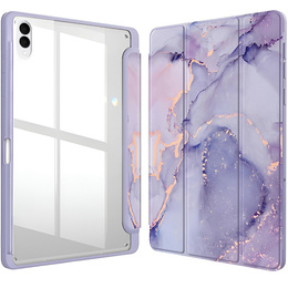 Etui do Samsung Galaxy Tab S11 Ultra, Smartcase Hybrid, z miejscem na rysik, Marble fioletowe