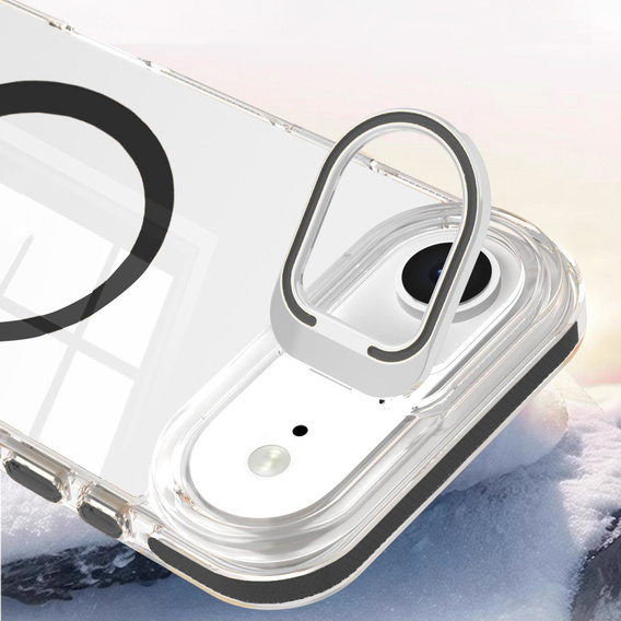 Etui do iPhone Air, do MagSafe, z podstawką, przezroczyste z czarnymi akcentami