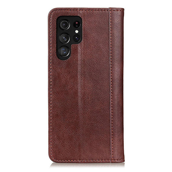 Etui do Samsung Galaxy S25 Ultra, Wallet Litchi Leather, brązowe