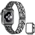 Bransoleta + Etui z Diamentami do Apple Watch 4/5/6/SE 40mm, Czarna