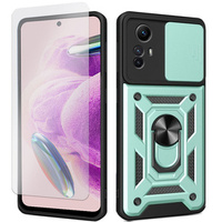 Zestaw Etui pancerne do Xiaomi Redmi Note 12S 4G, Nox Camera Slide, zielone + Szkło