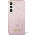 Etui GUESS do Samsung Galaxy S24+ Plus, Glitter Script Hardcase, różowe