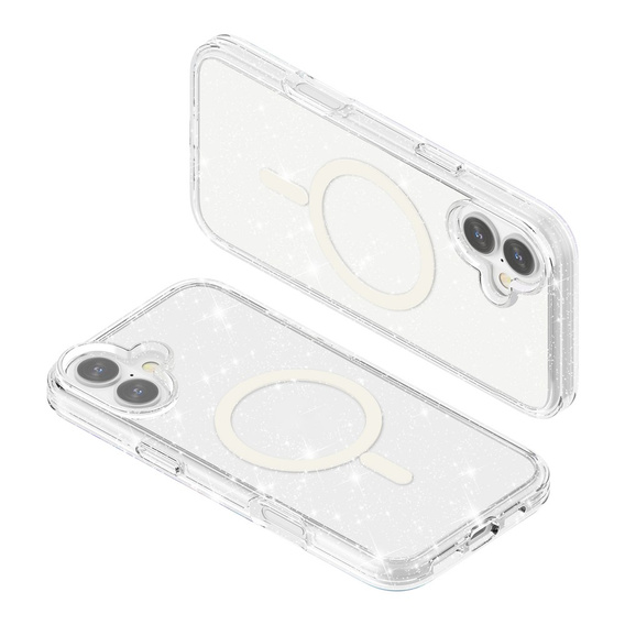 Etui do iPhone 17, do MagSafe, brokatowe, przezroczyste