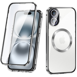 Etui Magnetic Dual Glass MagSafe do iPhone 16, srebrne