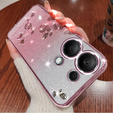 Etui do Xiaomi Redmi Note 13 Pro 4G / Xiaomi Redmi Note 14S / Xiaomi Poco M6 Pro 4G, Glitter Flower, różowe rose gold