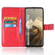 Stylowe etui z klapką do Motorola Edge 60 Pro, Crazy Horse Wallet - czerwone