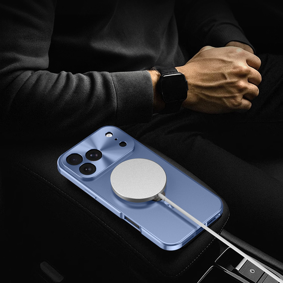 Etui do iPhone 17 Pro, ze szkłem prywatyzującym, do MagSafe – niebieskie