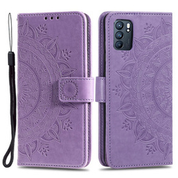 Etui z klapką do Oppo Reno6 5G, Mandala, fioletowe