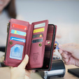 Etui CASEME do Samsung Galaxy A56 5G, RFID Leather Wallet, z paskiem na ramię, czerwone