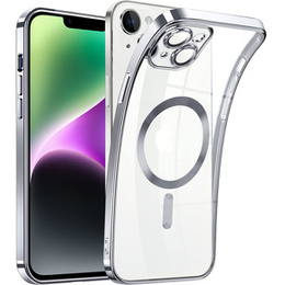 Zestaw Etui do iPhone 14, MagSafe Hybrid, srebrne + Szkło