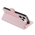 Etui z klapką do iPhone 14 Pro Max, Wallet Zipper Pocket, różowe