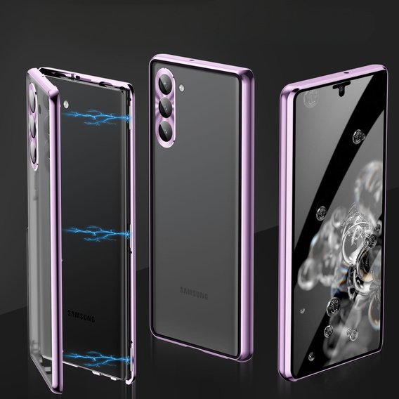Etui do Samsung Galaxy S23 Plus, Magnetic Dual Glass, fioletowe