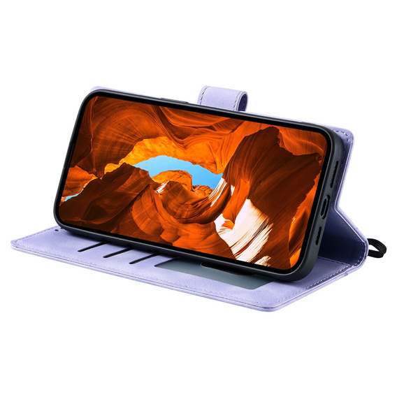 Etui portfelowe z motywem kwiatowym do Motorola Moto G56 5G – Fioletowe