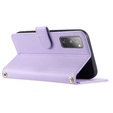 Etui z klapką do Samsung Galaxy S20 FE, Rhombus Crossbody Leather, fioletowe