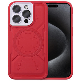 Etui do iPhone 15 Pro, ERBORD Armor Mag do MagSafe, czerwone