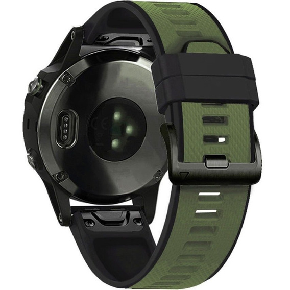 Pasek Silikonowy do Garmin Fenix 5X/6X/7X, Zielony / Czarny