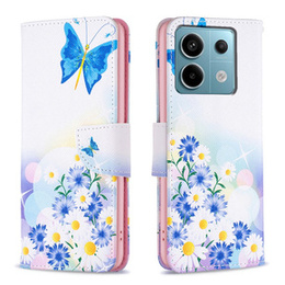 Etui z klapką do Xiaomi Redmi Note 13 Pro 5G, Wallet, Butterfly & Flowers białe