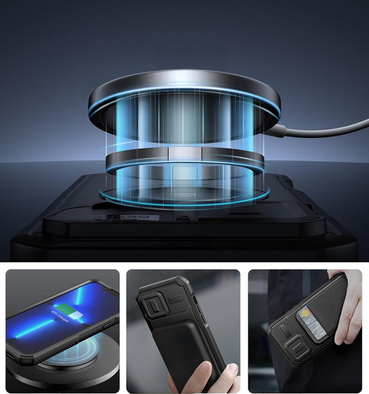 Etui pancerne Dexnor CamProtect z MagSafe do iPhone 12 Pro Max / 13 Pro Max – czarne