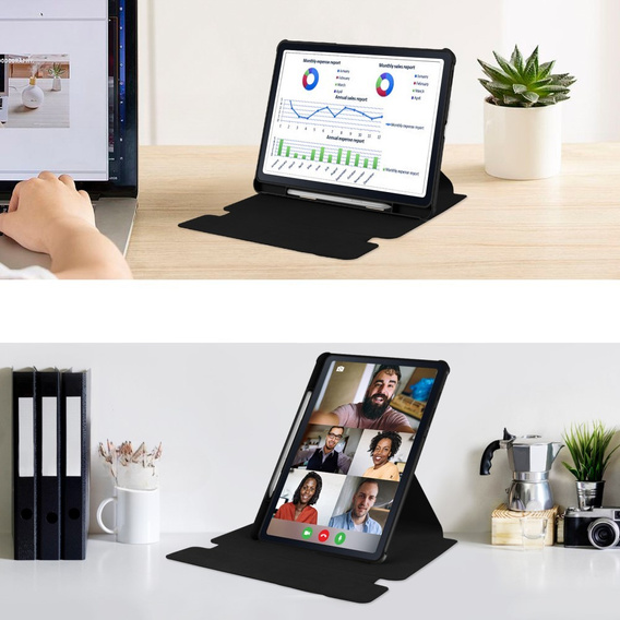 Etui z klawiaturą do Samsung Galaxy Tab S6 Lite 10.4" 2020/2022/2024, Rotary 360° Leather, czarne