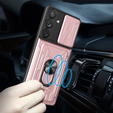 Etui pancerne do Samsung Galaxy A54 5G, Camera Slide Card Slot, różowe rose gold