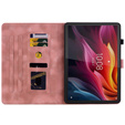 Etui do Lenovo Tab K11 Plus – różowe, z tłoczonym motywem lilii, z kieszeniami na karty