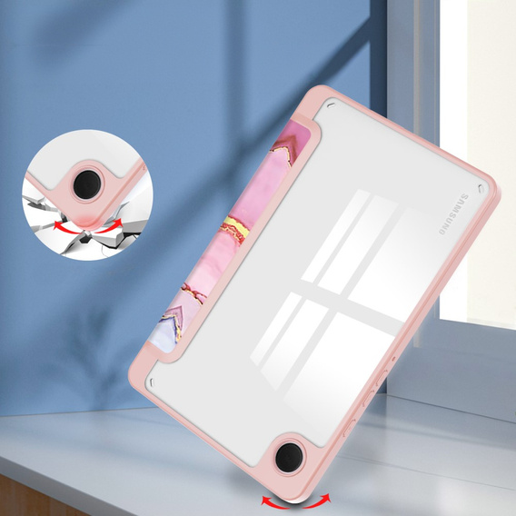 Stylowe etui do Samsung Galaxy Tab A9 – Smartcase Hybrid Marble różowe