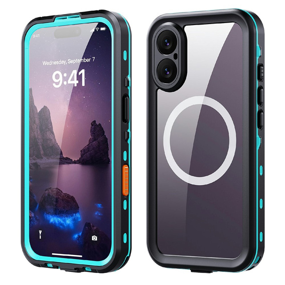 Etui Wodoodporne IP68 do iPhone 17, SHELLBOX MagSafe, niebieskie