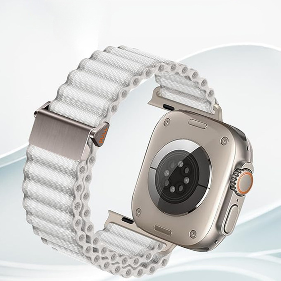 Pasek Nylonowy do Apple Watch 1/2/3/4/5/6/7/8/9/10/11/SE Ultra 1/2/3 42/44/45/46/49mm, Biały