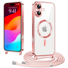 Etui do iPhone 17, Electro MagSafe, różowe + Smycz