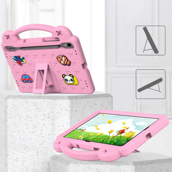 Etui do Samsung Galaxy Tab S10 Lite / S10 FE / S9 FE, Cute Patterns, z podstawką, różowe