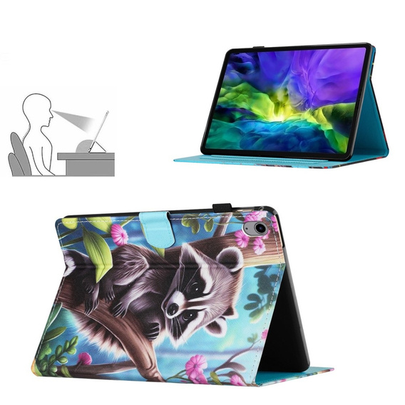 Etui do iPad 10.9" 2022 (10 gen.) / iPad 11" 2025 A16 (11 gen.), z klapką, raccoon