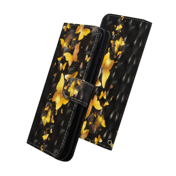 Etui Wallet do Samsung Galaxy A71, Light Spots Decor, Gold Butterfly